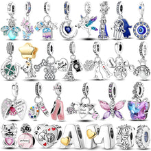 Load image into Gallery viewer, 925 Sterling Silver Pink Butterfly & Luminous Firefly Charm – Dangle Bead for Bracelet or Necklace | Elegant DIY Jewelry Gift for Women