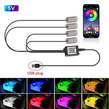 Load image into Gallery viewer, LED Car Interior Ambient Lights Kit - RGB Foot Strip Lighting with Remote & App Music Control
