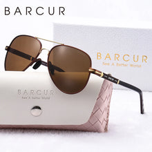 Load image into Gallery viewer, BARCUR Oversize Polarized Sunglasses for Women Trendy Double Beam Design Metal Elliptical Frame with UV400 Protection Fashionable Sun Glasses for Summer Outdoor & Daily Wear