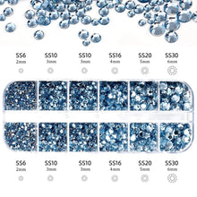 Load image into Gallery viewer, 2400+ Shiny Clear Crystal Nail Rhinestones - Mixed Sizes & Shapes Flatback Gems