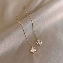 Load image into Gallery viewer, Geometric Square Tassel Drop Earrings – Gold Korean Fashion Jewelry