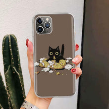 将图片加载到图库查看器,Black Cat Cartoon Cute For Iphone 11 13 14 Pro Max 12 Mini Phone Case X Xs Xr 6 6s 8 7 Plus Se 5 5s Cover Cute Funny Aesthetic Cat Design Pattern Silicone Soft Phone Case