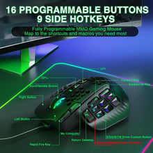 Load image into Gallery viewer, SOLAKAKA SM809 Wired Gaming Mouse 16 Side Buttons 22800 DPI Programmable Macro MMO Mouse Gamer PAW3311 Honeycomb Ergonomic RGB