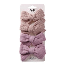 Load image into Gallery viewer, 4Pcs Baby Bows Hair Clips Cotton Linen Hairpins for Girls