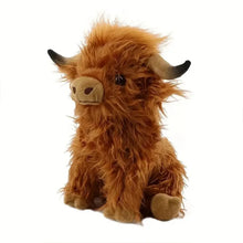 Load image into Gallery viewer, 30cm Simulation Kyloe Cream Highland Cow Animal Plush Doll Soft Stuffed Highland Cow Cattlle Plushie Gift for Kids Boys Girls