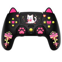 Load image into Gallery viewer, PlayVital Silicone Cover w/Joystick Caps and Sticker for ps5 Controller, for ps5 Charging Dock - Sweetheart Kitty Black