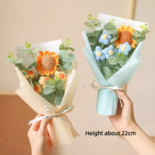 Load image into Gallery viewer, Artificial Flower Crochet Bouquet Handmade Anniversary Sunflower Daisy Bouquet Mothers Day Birthday Gift Eternal Flower