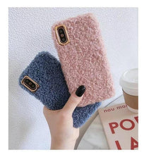 Load image into Gallery viewer, Fashion Teddy Plush Soft Phone Case for iPhone 13 12 11 Pro Max XS Max XR X SE Furry fluffy Warm Cover for iPhone 6 7 8 Plus Furry Plush Design Soft Silicone Bumper Fashion Fluffy Fur Warm Protective Back Cover