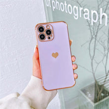 Load image into Gallery viewer, Luxurious Heart Soft Anti-Scratch Full Lens Protection Silicone Girls Shockproof Phone Case for iPhone Phone Case For iPhone 14 13 12 Pro 12Mini Soft Women Elegant Love Heart Shockproof Bumper Phone Case