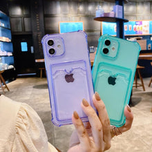 将图片加载到图库查看器,Simple Clear Silicone Wallet Case for iPhone 14 13 12 11 Pro XS Max X XR Shockproof Lens Protection Card Cover Shockproof Soft Bumper Clear Case Classic Stylish Case