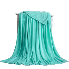 Load image into Gallery viewer, 230GSM Coral Fleece Flannel Blankets For Beds Solid Blue Pink Soft Warm Thin Bedspread Sofa Cover Faux Fur Plaid Blanket