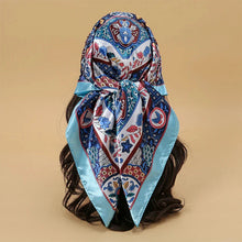 Load image into Gallery viewer, Satin Square Scarf – Elegant 2025 Print Hijab, Shawl & Hair Wrap