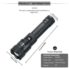 Load image into Gallery viewer, High Strong Power LED Flashlight Tactical Torch USB Rechargeable Zoom Emergency Lights For Outdoor Fishing Work Lighting Lamp