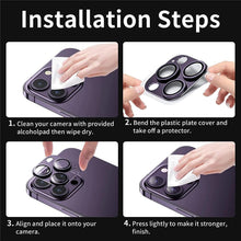 Load image into Gallery viewer, Camera Lens Metal Protector Glass For iPhone 14 Pro 13Pro 13 12 Pro Max Plus Full Cover Lens Protective Cap For iPhone 13 14Pro Tempered Glass Lens Film Metal Camera Screen Protection HD Clear Lens Protector