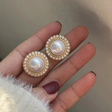 Load image into Gallery viewer, Vintage Circle Drop Earrings β Baroque Pearl Gold Earclips for Women