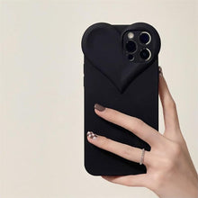 Load image into Gallery viewer, Fashion Cool Black Love Heart Phone Case For iPhone 14 13 Pro Max 12 11 XR XS Dustproof Soft Shockproof Back Cover Luxury Soft Back Cover Raised Full Camera Protection Bumper Silicone Shockproof Phone Case