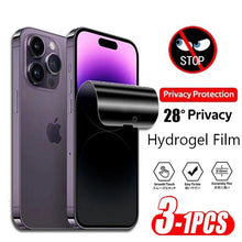 Load image into Gallery viewer, 2Pcs Anti-Spy Hydrogel Film for IPhone 11 14 Pro Max 7 8 Plus Privacy Screen Protectors for IPhone 12 13 PRO XS MAX Mini X XR Bubble Free Fine Diamond Clear Crystal Shockproof Tempered Glass Film