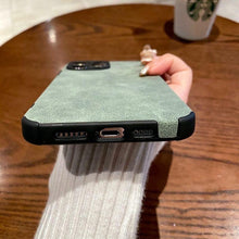 Load image into Gallery viewer, Vintage Green PU Leather Case For iPhone 13 12 11 Pro Max Mini XR XS X 7 8 Plus Luxury Silicon Bumper Shockproof Soft Cover Ultra Thin Slim Leather Case Anti-Scratch Hard Back Cover for iPhone