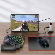 Load image into Gallery viewer, 5in1 Mobile Game Converter Keyboard Mouse Gaming Set for PUBG Wired RGB Backlit Keyboard with Phone Holder for Gamer Accessories