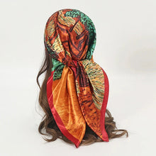 Load image into Gallery viewer, Satin Square Scarf – Elegant 2025 Print Hijab, Shawl & Hair Wrap