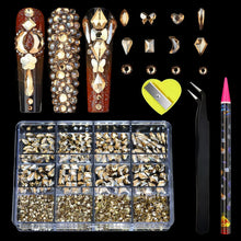 Load image into Gallery viewer, 12 Grid Diamond Jewelry Set for Nail Art - Luxe Rhinestone Decorations