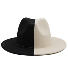 Load image into Gallery viewer, Black White Modern Unisex Fedora Hat Women Unisex Wide Brim Party Cowboy Cap Men Gentleman Wedding Hat Two Colors Fedora Hat Solid Color Wide Brim Winter Autumn Hat