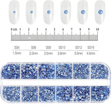 Load image into Gallery viewer, 12 Grids Mixed Nail Rhinestones - SS6-SS30 Flat-Back Glass Gems for Nail Art