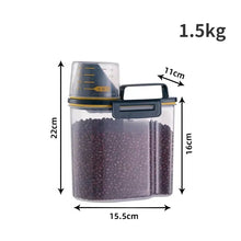 Load image into Gallery viewer, Airtight Pet Food Storage Container with Measuring Cup – 1.5kg/2kg Plastic Dog & Cat Food Pail, Moisture-Proof Sealed Jar