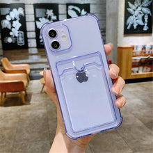 将图片加载到图库查看器,Simple Clear Silicone Wallet Case for iPhone 14 13 12 11 Pro XS Max X XR Shockproof Lens Protection Card Cover Shockproof Soft Bumper Clear Case Classic Stylish Case