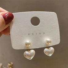 Load image into Gallery viewer, Love Heart Pearl Drop Earrings โ Sweet Elegant Jewelry for Women