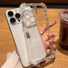 Load image into Gallery viewer, Luxury Shockproof Clear Hard Case For iPhone 14 13 12 11 Pro Max X XR XS 7 8 Plus Soft Silicone Bumper Transparent Cover Drop Protection iphone Protective Case Compatible With iPhone