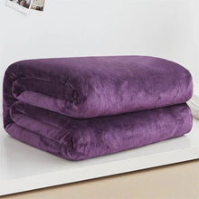 Load image into Gallery viewer, 230GSM Coral Fleece Flannel Blankets For Beds Solid Blue Pink Soft Warm Thin Bedspread Sofa Cover Faux Fur Plaid Blanket