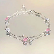 将图片加载到图库查看器,Shiny Pink Crystal Cherry Blossom Bracelets For Women Girls Sweet Moon Bow Flowers Zircon Bracelet Party Aesthetic Jewelry