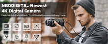 将图片加载到图库查看器,NBD 4K HD&48MP Camcorder Video Camera With Wi-Fi & App Control,Video Recorder with 3X Battery Life, 16X Zoom, 270° IPS Screen