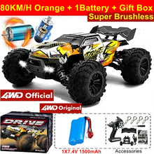 Load image into Gallery viewer, 4WD RC Off-Road Car - 1:16 High-Speed Brushless Truck, 50-80KM/H, 4x4 Drift Racing Toy for Kids & Adults