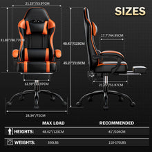 Load image into Gallery viewer, Gaming Chair with Footrest, PU Leather Video Game Chairs for Adults, Reclining Gamer Chair Office Desk Chair