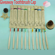 Load image into Gallery viewer, Natural Colorful Toothbrush Eco Soft Bristle Bamboo Toothbrush Bamboo Charcoal Vegan Tooth Dental Oral Care Plastic Free 10Pcs
