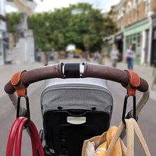 Load image into Gallery viewer, Baby Stroller Hook PU Leather Adjustable Pram Bag Hanger Travel Accessory