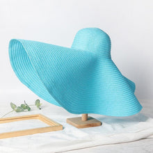 Load image into Gallery viewer, Summer Large Wide Brim Foldable Sun Hats For Women Foldable Sun Hat Wide Brim Summer Straw Floppy Beach Hat Oversized Sun Hat Modern Travel Straw Hat Fashionable Lady UV Protection Beach Hat 54-57cm