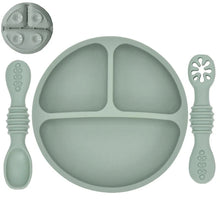 Load image into Gallery viewer, Silicone Baby Sucker Plate & Rice Spoon Set Cute Cartoon Tableware