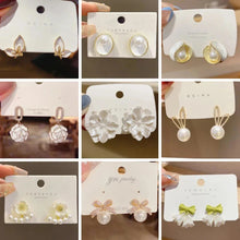 Load image into Gallery viewer, White Flower & Butterfly Dangle Earrings β Acrylic Pearl Heart Jewelry