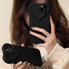 Load image into Gallery viewer, Fashion Cool Black Love Heart Phone Case For iPhone 14 13 Pro Max 12 11 XR XS Dustproof Soft Shockproof Back Cover Luxury Soft Back Cover Raised Full Camera Protection Bumper Silicone Shockproof Phone Case