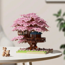 Load image into Gallery viewer, Pink cherry tree house building micro-particle building block classic model girl series difficult assembly toys