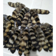 Load image into Gallery viewer, Plush-Fox Tail Keychain Furry Racoon Tail Keyring Keychain 28cm Animal Tail Key-Pendant Pompoms Keyring Holder Bag-Decor