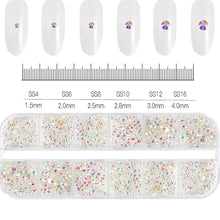 Load image into Gallery viewer, 12 Grids Mixed Nail Rhinestones - SS6-SS30 Flat-Back Glass Gems for Nail Art