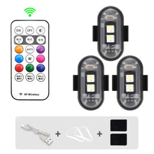 Load image into Gallery viewer, 1-6PCS Wireless LED Drone Strobe Light for Motorcycle Car Bike Remote Control Warning Light Indicator Light USB Charging 8Colors