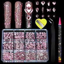 Load image into Gallery viewer, 12 Grid Diamond Jewelry Set for Nail Art - Luxe Rhinestone Decorations
