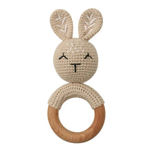 Load image into Gallery viewer, BPA Free Baby Wooden Teether Crochet Rattle Toy for Newborns