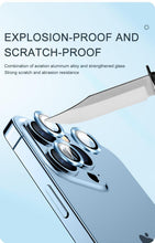 将图片加载到图库查看器,Full Cover Frame Glass Camera Lens Protector For iPhone 14 Plus Lens Glass For iPhone 11 12 13 Pro Max Mini Premium Tempered Glass Film Aluminum Alloy Lens Ring Cover Camera Protector