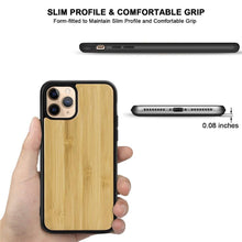 Load image into Gallery viewer, Vintage Wooded Back Case For iPhone 14 13 Mini 12 SE XR X S Max 8 7 Plus Genuine Bamboo Wooden Hard Phone case iPhone 11 Pro Max Strong Hard Protective Case For iPhone